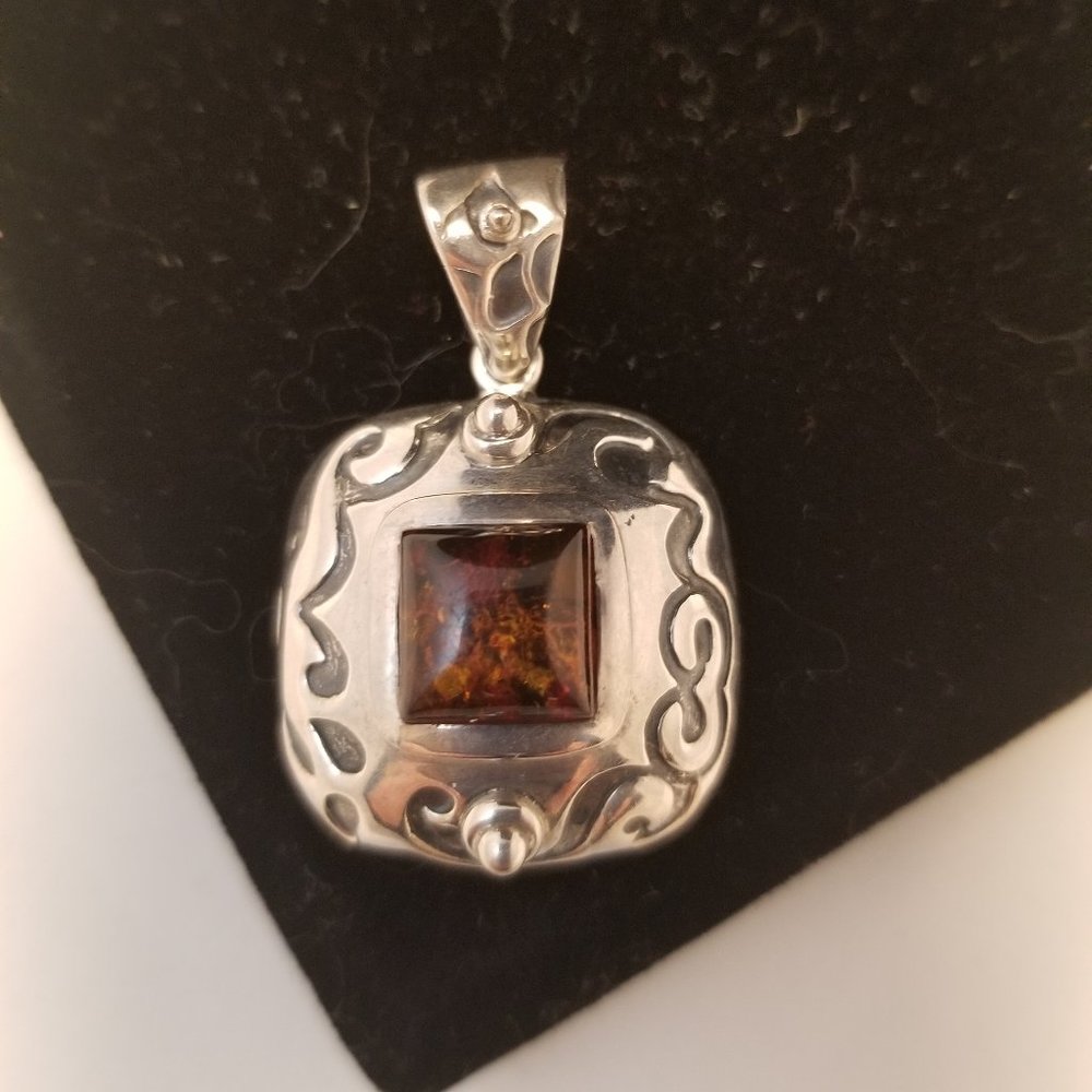 Silpada sterling silver and amber pendant